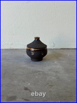 Mid-Century Modern Studio Lidded Bowl by Hegnetslund Denmark -Textured Stoneware