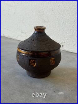 Mid-Century Modern Studio Lidded Bowl by Hegnetslund Denmark -Textured Stoneware