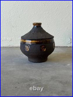 Mid-Century Modern Studio Lidded Bowl by Hegnetslund Denmark -Textured Stoneware