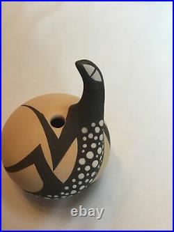 Mini Rare Zuni Lizard Pottery Vase Seed Bowl by A. A. Peynetsa 97 Vintage Signed