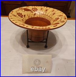Moche Peru Studio Art Pottery Ceramic Bowl Hand Painted Signed WithStand & Certi