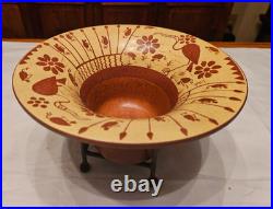Moche Peru Studio Art Pottery Ceramic Bowl Hand Painted Signed WithStand & Certi