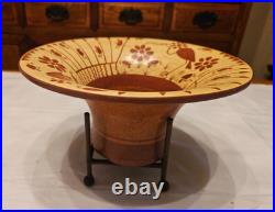 Moche Peru Studio Art Pottery Ceramic Bowl Hand Painted Signed WithStand & Certi