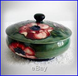 Moorcroft vintage art pottery bowl with lid and bright flowers FREE SHIPPING