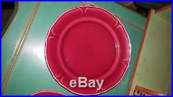 Mount Clemens Vintage Red Petalware Dinner Plates Bowls Serving Platter