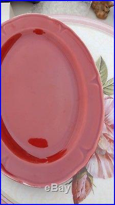 Mount Clemens Vintage Red Petalware Dinner Plates Bowls Serving Platter