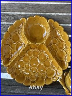 Mustard Yellow Vintage MCM Med Soup Tureen & Appetizer Platter marked USA c1950s