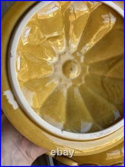Mustard Yellow Vintage MCM Med Soup Tureen & Appetizer Platter marked USA c1950s