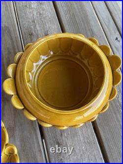 Mustard Yellow Vintage MCM Med Soup Tureen & Appetizer Platter marked USA c1950s