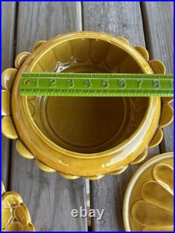 Mustard Yellow Vintage MCM Med Soup Tureen & Appetizer Platter marked USA c1950s