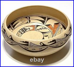 NICE! Hopi MAE MUTZ Signed Vintage Polychrome Pottery Bowl Pot Native American