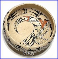 NICE! Hopi MAE MUTZ Signed Vintage Polychrome Pottery Bowl Pot Native American