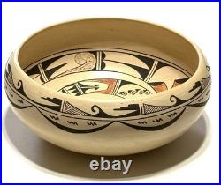NICE! Hopi MAE MUTZ Signed Vintage Polychrome Pottery Bowl Pot Native American