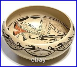 NICE! Hopi MAE MUTZ Signed Vintage Polychrome Pottery Bowl Pot Native American
