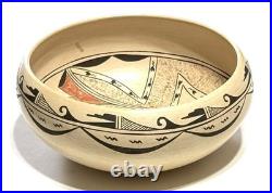 NICE! Hopi MAE MUTZ Signed Vintage Polychrome Pottery Bowl Pot Native American