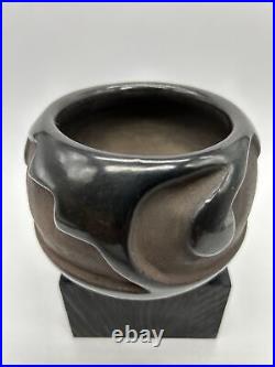 Native American Navajo Pueblo Vintage Black On Black Pottery Small Bowl