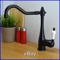 New Vintage Black Brass Single Ceramic Lever Faucet Kitchen Sink Bowl Mixer Tap