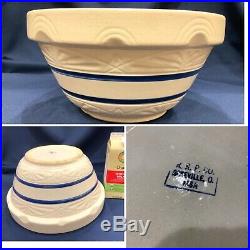New, Vintage Huge 14 Pottery Mixing Bowl R R P CO USA ROSEVILLE Blue Stripes