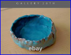 Nice! MID Century California Modern Pottery Bowl Blue Orig Art Sculpture Vtg 50s