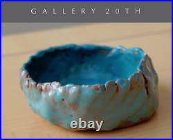 Nice! MID Century California Modern Pottery Bowl Blue Orig Art Sculpture Vtg 50s