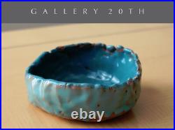 Nice! MID Century California Modern Pottery Bowl Blue Orig Art Sculpture Vtg 50s