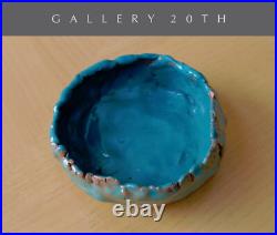 Nice! MID Century California Modern Pottery Bowl Blue Orig Art Sculpture Vtg 50s