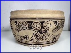 OLD ANTIQUE Weller Pottery Claywood Pottery WINGED LION Matte Bowl ARTS CRAFTS