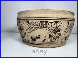 OLD ANTIQUE Weller Pottery Claywood Pottery WINGED LION Matte Bowl ARTS CRAFTS