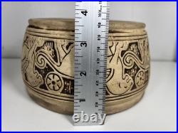 OLD ANTIQUE Weller Pottery Claywood Pottery WINGED LION Matte Bowl ARTS CRAFTS