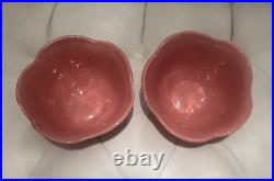 OLFAIRE Pink Set Of 2 Bowls Glazed 3 Tall #859 Cabbage Leaf