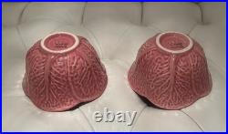 OLFAIRE Pink Set Of 2 Bowls Glazed 3 Tall #859 Cabbage Leaf