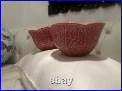OLFAIRE Pink Set Of 2 Bowls Glazed 3 Tall #859 Cabbage Leaf