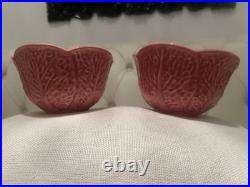 OLFAIRE Pink Set Of 2 Bowls Glazed 3 Tall #859 Cabbage Leaf