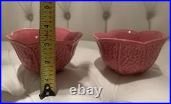 OLFAIRE Pink Set Of 2 Bowls Glazed 3 Tall #859 Cabbage Leaf