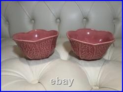 OLFAIRE Pink Set Of 2 Bowls Glazed 3 Tall #859 Cabbage Leaf