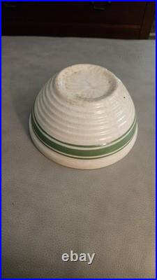 Old Hull Beehive Green Stripe Yellowware Mixing Bowl 6 Rare Vguc