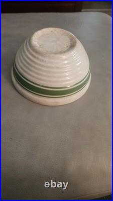 Old Hull Beehive Green Stripe Yellowware Mixing Bowl 6 Rare Vguc