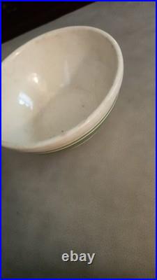 Old Hull Beehive Green Stripe Yellowware Mixing Bowl 6 Rare Vguc