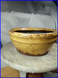 Old Yellowware Mixing Bowl Stoneware Mustard Glaze Nested Rustic? Reproduction