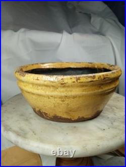 Old Yellowware Mixing Bowl Stoneware Mustard Glaze Nested Rustic? Reproduction