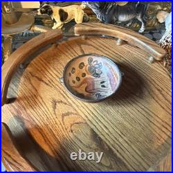 Old antique 4 Inch hand painted Pottery redware terracotta bowl with 2 handles