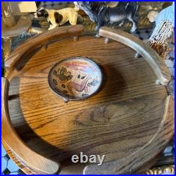 Old antique 4 Inch hand painted Pottery redware terracotta bowl with 2 handles