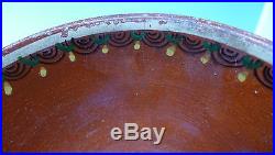 Old vintage Mexican Tlaquepaque tourist pottery blue bowl 9 1/4 diam x 5