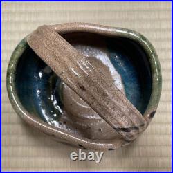 Oribe Ware A784 Japanese Pottery confectionery dish With handle Bowl Vintage