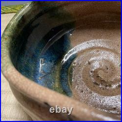 Oribe Ware A784 Japanese Pottery confectionery dish With handle Bowl Vintage