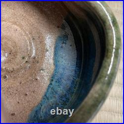 Oribe Ware A784 Japanese Pottery confectionery dish With handle Bowl Vintage