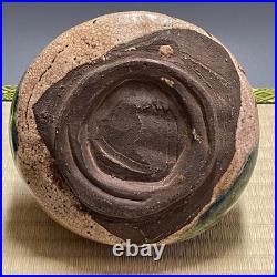 Oribe Ware A784 Japanese Pottery confectionery dish With handle Bowl Vintage