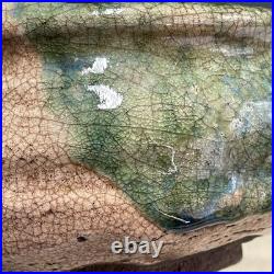 Oribe Ware A784 Japanese Pottery confectionery dish With handle Bowl Vintage