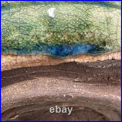 Oribe Ware A784 Japanese Pottery confectionery dish With handle Bowl Vintage