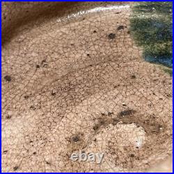 Oribe Ware A784 Japanese Pottery confectionery dish With handle Bowl Vintage